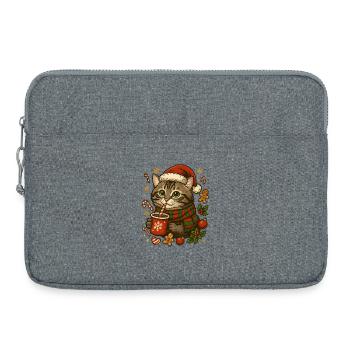 Chat à Noël - Sacoche pour ordinateur portable 15 pouces - gris chiné - Devant