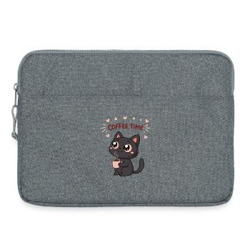 Black Cat Happy Coffee - Laptop bag 15" - heather grey - Front