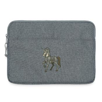 Fantasy-Design schwer gepanzerter Einhornritter - Laptoptasche 15" - Grau meliert - Vorne