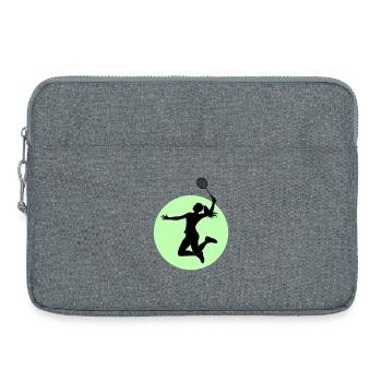 Silhouette du joueur de badminton – Puissance écrasante - Sacoche pour ordinateur portable 15 pouces - gris chiné - Devant