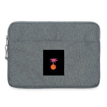 Palme und Kugel auf schwarzem Hintergrund - Laptoptasche 15" - Grau meliert - Vorne