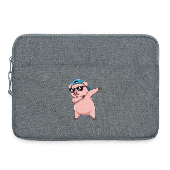 Cool Dabbing Pig Sunglasses Cartoon-Kunst - Laptoptasche 15" - Grau meliert - Vorne