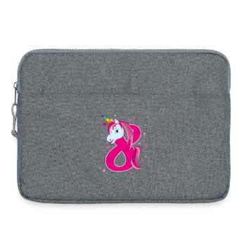Unicorn, 8 years old, eight, birthday - Laptop bag 15" - heather grey - Front