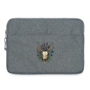 Deer bones with flower wreath - Laptop bag 15" - heather grey - Front