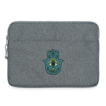 Palmier floral Bohême à l’œil Hamsa - Sacoche pour ordinateur portable 15 pouces - gris chiné - Devant