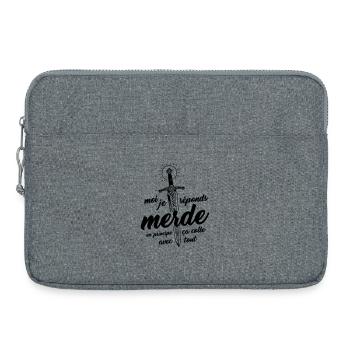 Moi j'réponds Merde en principe ça colle avec tout - Sacoche pour ordinateur portable 15 pouces - gris chiné - Devant