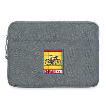Holy Biker Stained Glass Bicycle - Laptop bag 15" - heather grey - Front