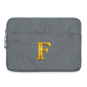 Ornement doré lettre F - Sacoche pour ordinateur portable 15 pouces - gris chiné - Devant