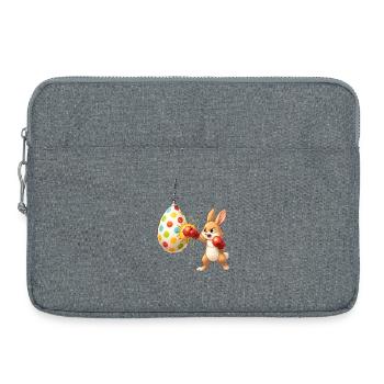 Boxender Osterhase mit Osterei-Boxsack - Laptoptasche 15" - Grau meliert - Vorne
