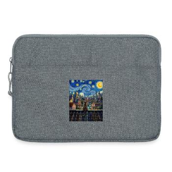 Tabby-Katze Sternennacht-Dorf-Kunst - Laptoptasche 15" - Grau meliert - Vorne