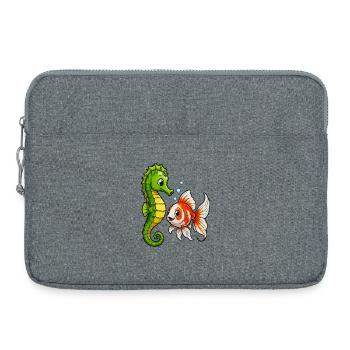Underwater Friends Seahorse Goldfish - Laptop bag 15" - heather grey - Front