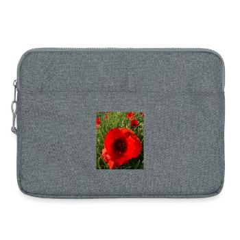 Mohnblumen in der Sonne 🌺 - Laptoptasche 15" - Grau meliert - Vorne