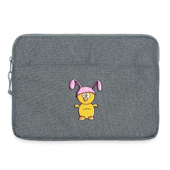 Petit poussin avec un chapeau de lapin de Pâques - Pâques - Sacoche pour ordinateur portable 15 pouces - gris chiné - Devant