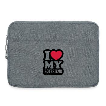 I love my boyfriend - J'aime mon ami - Sacoche pour ordinateur portable 15 pouces - gris chiné - Devant