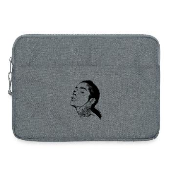 Tatouage Portrait de fille - Sacoche pour ordinateur portable 15 pouces - gris chiné - Devant