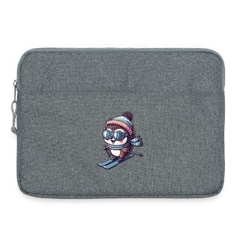 Süßer Igel Skifahrer Wintersport Cartoon Skifahren - Laptoptasche 15" - Grau meliert - Vorne