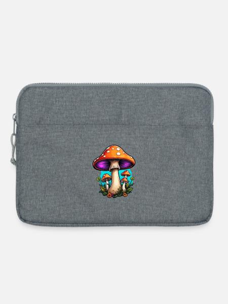 Leuchtende Waldpilze Neon - Laptoptasche 15" - Grau meliert