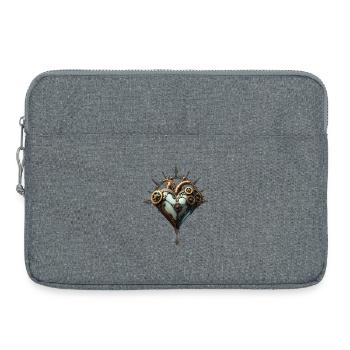 Faszinierendes Steampunk-Herz - Laptoptasche 15" - Grau meliert - Vorne