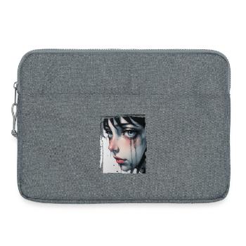 Anime Mädchen mit Tränen - Laptoptasche 15" - Grau meliert - Vorne