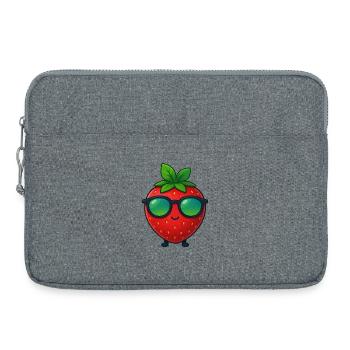 Coole minimalistische Erdbeere fruchtig Sommer - Laptoptasche 15" - Grau meliert - Vorne