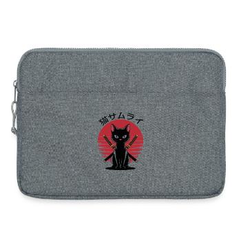 Samurai Ninja Black Cat Japanese Vintage Sunset - Laptop bag 15" - heather grey - Front