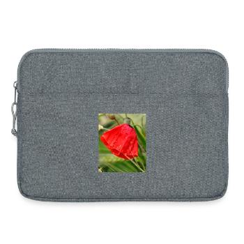 Mohnblumen-Tropfen Mustermotiv - Laptoptasche 15" - Grau meliert - Vorne