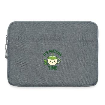 Green Tea Matcha Time Teacup Design Breakfast - Laptop bag 15" - heather grey - Front