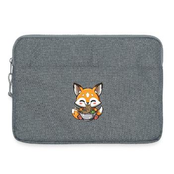 Kawaii Fox Eats Ramen Noodles - Laptop bag 15" - heather grey - Front