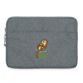 Illustration de la loutre amie matcha - Sacoche pour ordinateur portable 15 pouces - gris chiné - Devant