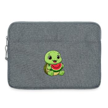 Cute Turtle Melon Summer Cartoon Fruits - Laptop bag 15" - heather grey - Front