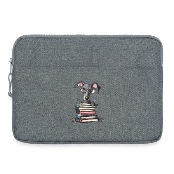 Süßes Windhund-Lesebuch mit Brille - Laptoptasche 15" - Grau meliert - Vorne