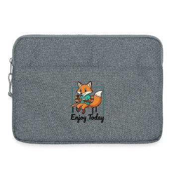 Fox on bench with hoodie coffee - Laptop bag 15" - heather grey - Front