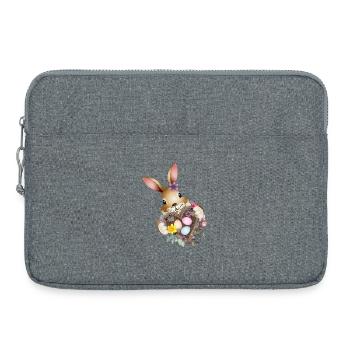 Un joli lapin de Pâques avec un cœur et un panier de Pâques - Sacoche pour ordinateur portable 15 pouces - gris chiné - Devant