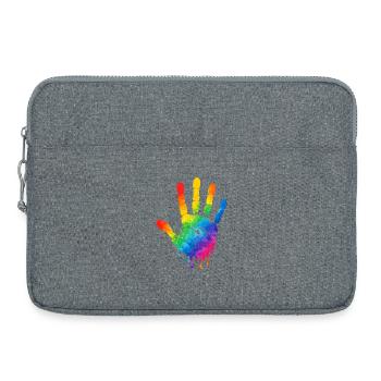 Colorful Handprint Watercolor Design - Laptop bag 15" - heather grey - Front