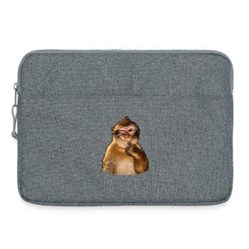 Funny tongue-in-cheek monkey - Laptop bag 15" - heather grey - Front