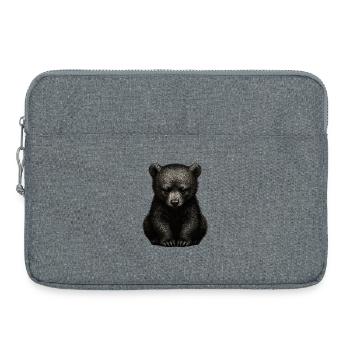 Ourson noir assis - Sacoche pour ordinateur portable 15 pouces - gris chiné - Devant