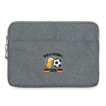 Bier & Fussball 2026: Fan-Design Deutschland - Laptoptasche 15" - Grau meliert - Vorne