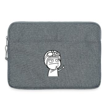 Mème avec casque de cyclomoteur (les couleurs peuvent être modifiées) - Sacoche pour ordinateur portable 15 pouces - gris chiné - Devant