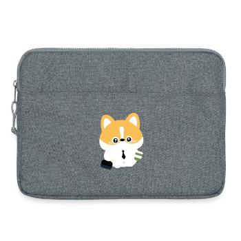 Corgi im Gleichstand mit Kaffeetasse - Laptoptasche 15" - Grau meliert - Vorne
