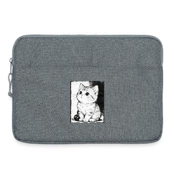 Cat Sketch Black & White - Laptop bag 15" - heather grey - Front