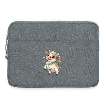 Vache avec une couronne de fleurs - Sacoche pour ordinateur portable 15 pouces - gris chiné - Devant