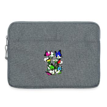 Papillon Butterfly - Schmetterling - Blumenstrauss - Laptoptasche 15" - Grau meliert - Vorne