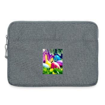 Œufs de Pâques avec contour de lapin Oreilles de lapin - Sacoche pour ordinateur portable 15 pouces - gris chiné - Devant