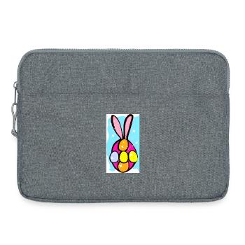 Bunte Osterhasen-Eier Illustration - Laptoptasche 15" - Grau meliert - Vorne