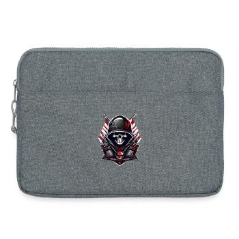 Illustration américaine crâne de motard - Sacoche pour ordinateur portable 15 pouces - gris chiné - Devant