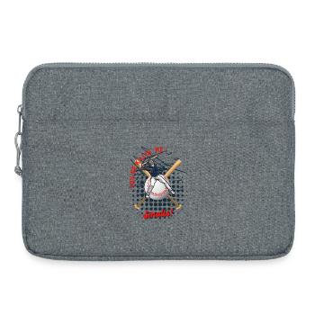 Baseball-Teig mit verspieltem Text - Laptoptasche 15" - Grau meliert - Vorne