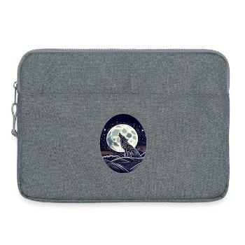 Geometric Wolf and Full Moon - Laptop bag 15" - heather grey - Front