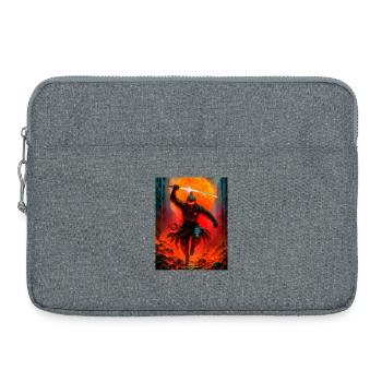 Fiery ninja in battle - Laptop bag 15" - heather grey - Front