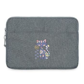 Mandala Katze - Laptoptasche 15" - Grau meliert - Vorne