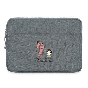 Mein Hund ist so schlau... - Laptoptasche 15" - Grau meliert - Vorne